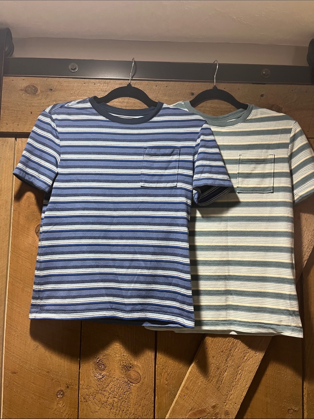 Old Navy Boys Striped Pocket Tees - Blue & Light Blue